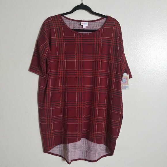 LulaRoe Women’s Irma High-Low Hem Tunic Top Red Plaid Size: Small - Picture 1 of 8